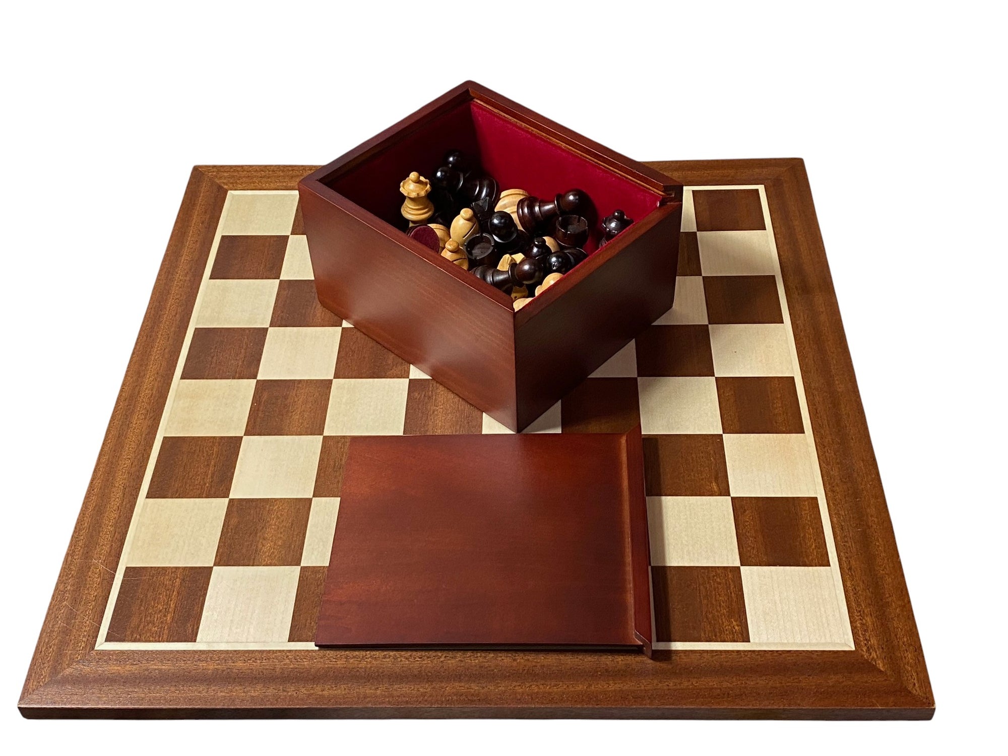 3.9 Inch Grandmaster Brown Mahogany Chess Set & Slide Ld Box