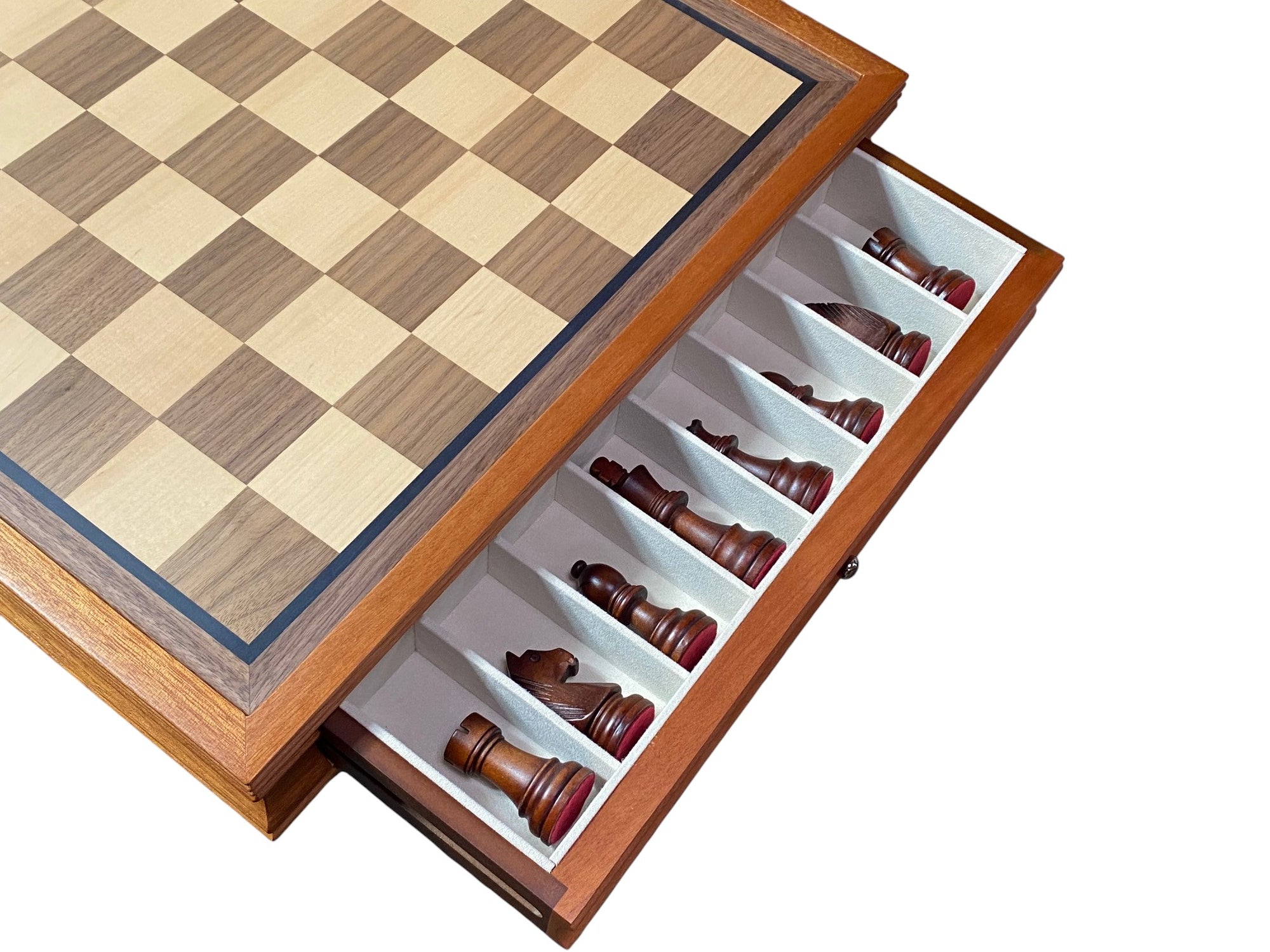 Grandmaster Brown Walnut Mahogany Drawer Chess Set