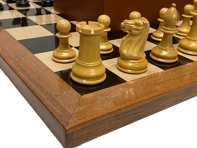 Original Staunton 1849 Reproduction Chess Pieces & Solid Ebony Acacia Chess Board - Official Staunton™ 