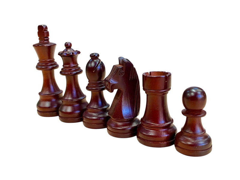 4 Inch - Grandmaster Chess Pieces – Burgundy and Natural Wood