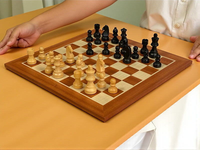 15.75" Grandmaster Black Mahogany Chess Set & Drawstring Bag