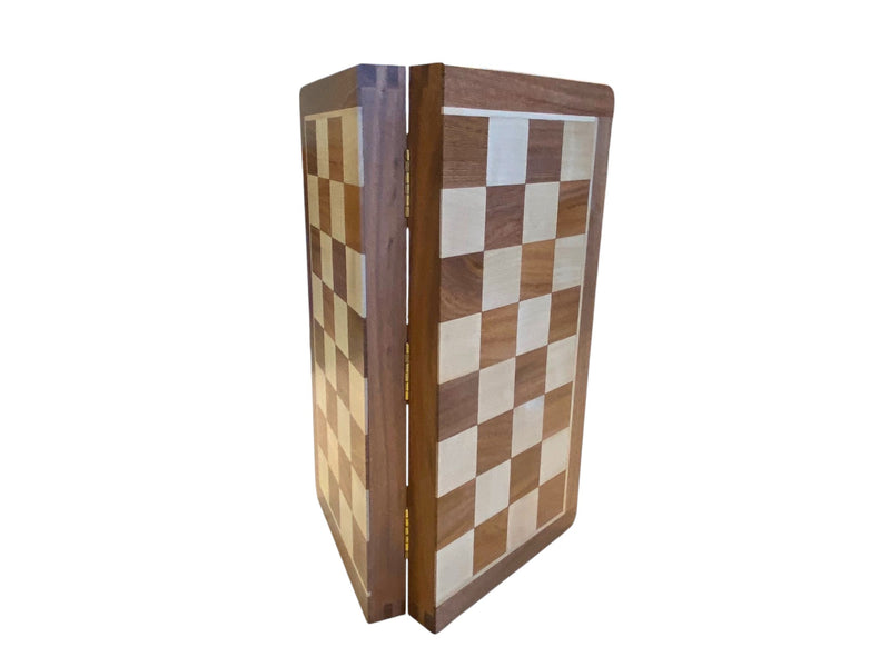14" Folding Magnetic Chess Set – Black and Natural Staunton Pieces