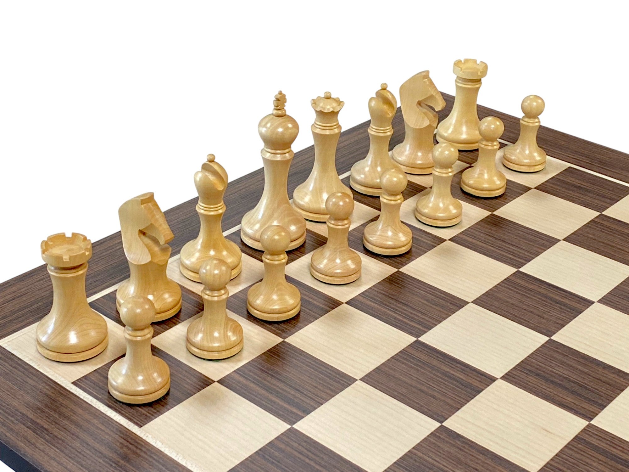 Zadar Modern Chess Set – 3.9" Acacia Pieces with 20" Wenge Board & Vinyl Box