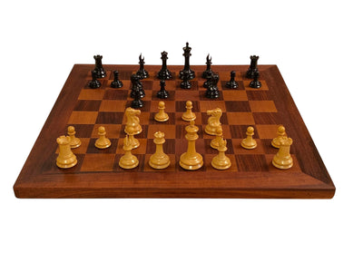 Leuchars Cooke 1849 Reproduction Chess Set with Antiqued 21-Inch Chessboard - Slide Lid Box