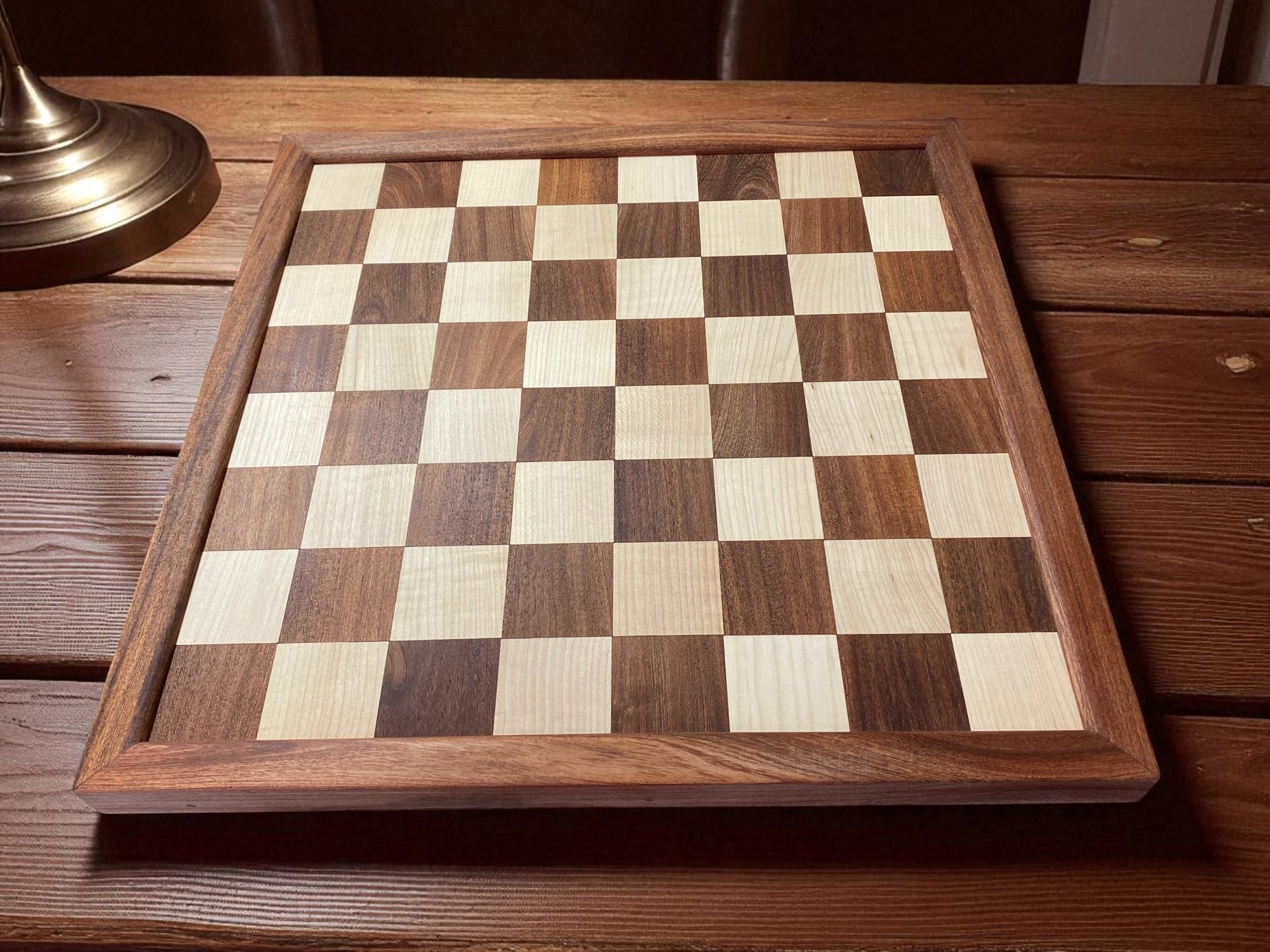 21" Handmade Solid Framed Acacia & Maple Wood Chess Board