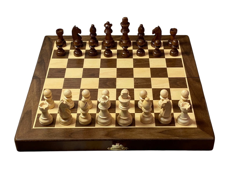 12-Inch Economy Folding Magnetic Walnut-Style Chess Set