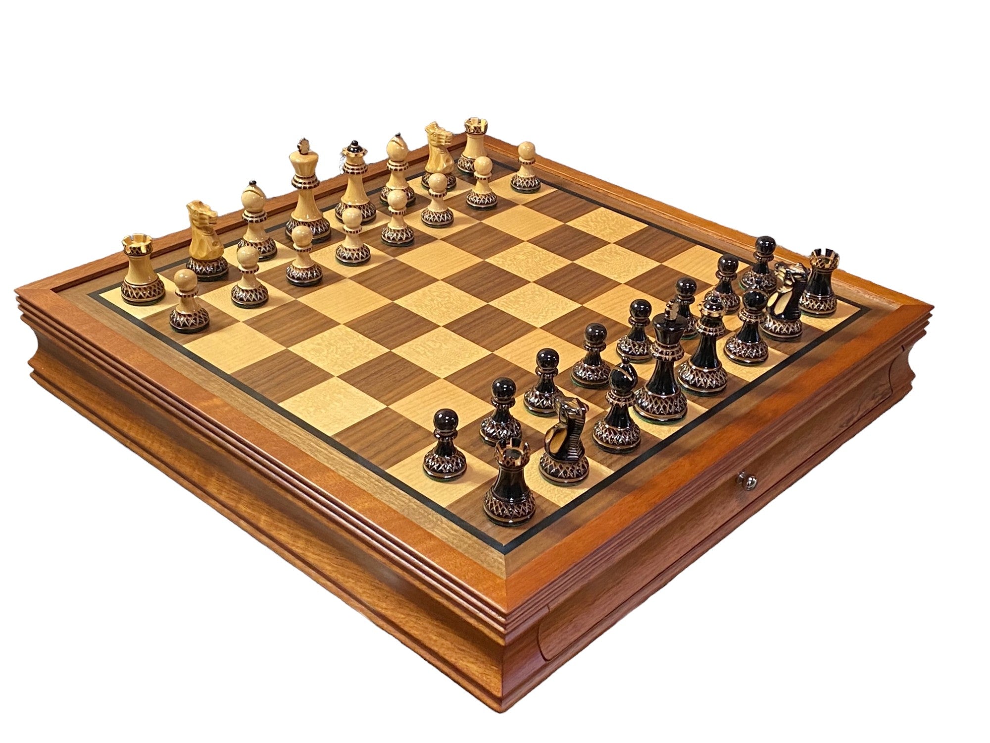 Parker Mahogany Drawer Chess Set - Official Staunton™ 