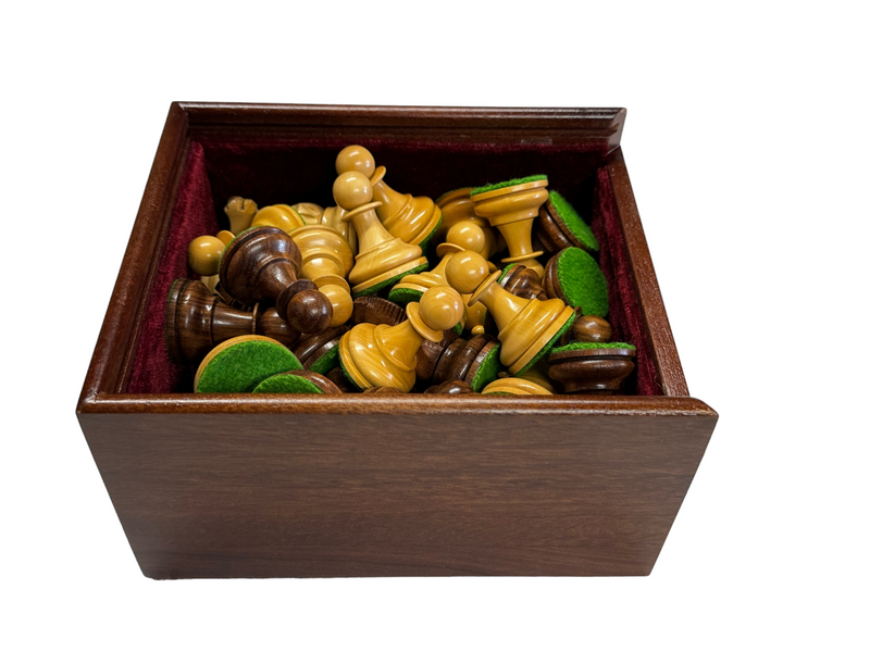 Fischer Acacia and Boxwood Chess Pieces with Slide Lid Box - Official Staunton™ 