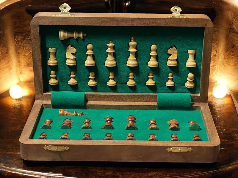 10 Inch Folding Magnetic Chess Set with Brass Clasp - Official Staunton™ 