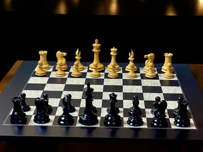 Leuchars Cooke Chessmen Anegre Burl Chessboard  Vinyl Box