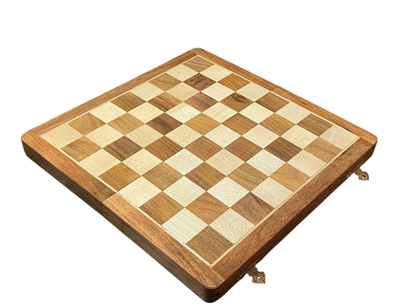 14" Hand Made Acacia Magnetic Folding Chess Set