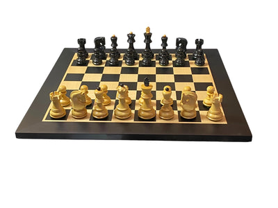 Zagreb Ebonised Chess Pieces, Anegre Chessboard, Vinyl Box
