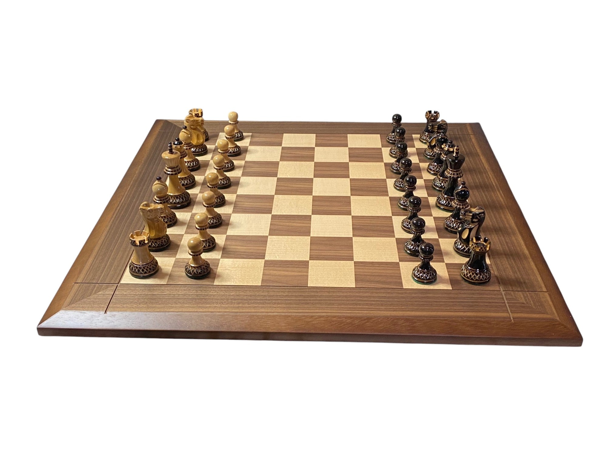 Artistic Parker Walnut Bevel Chess Board and Box