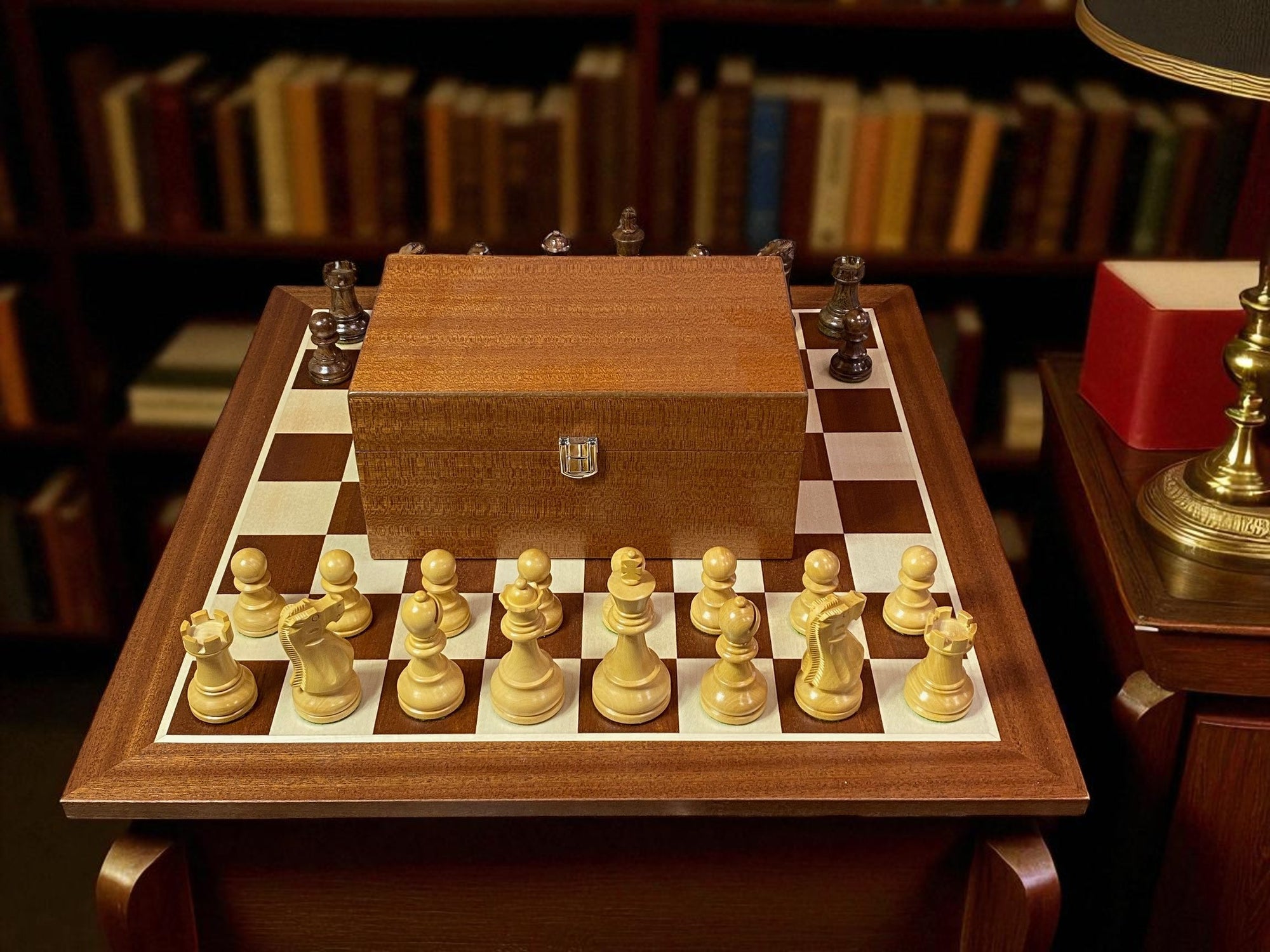 Mahogany Acacia Deluxe Staunton Chess Set