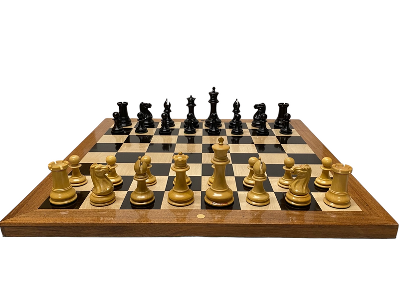 Original Staunton 1849 Reproduction Chess Pieces & Solid Ebony Acacia Chess Board - Official Staunton™ 