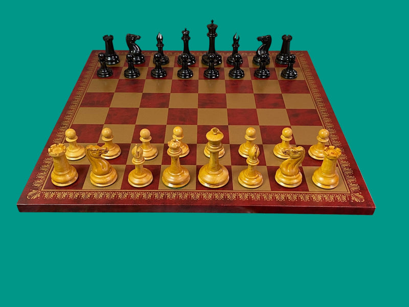 1850 London Reproduction Antique Ebony & Italian Retro Claret Chess Board