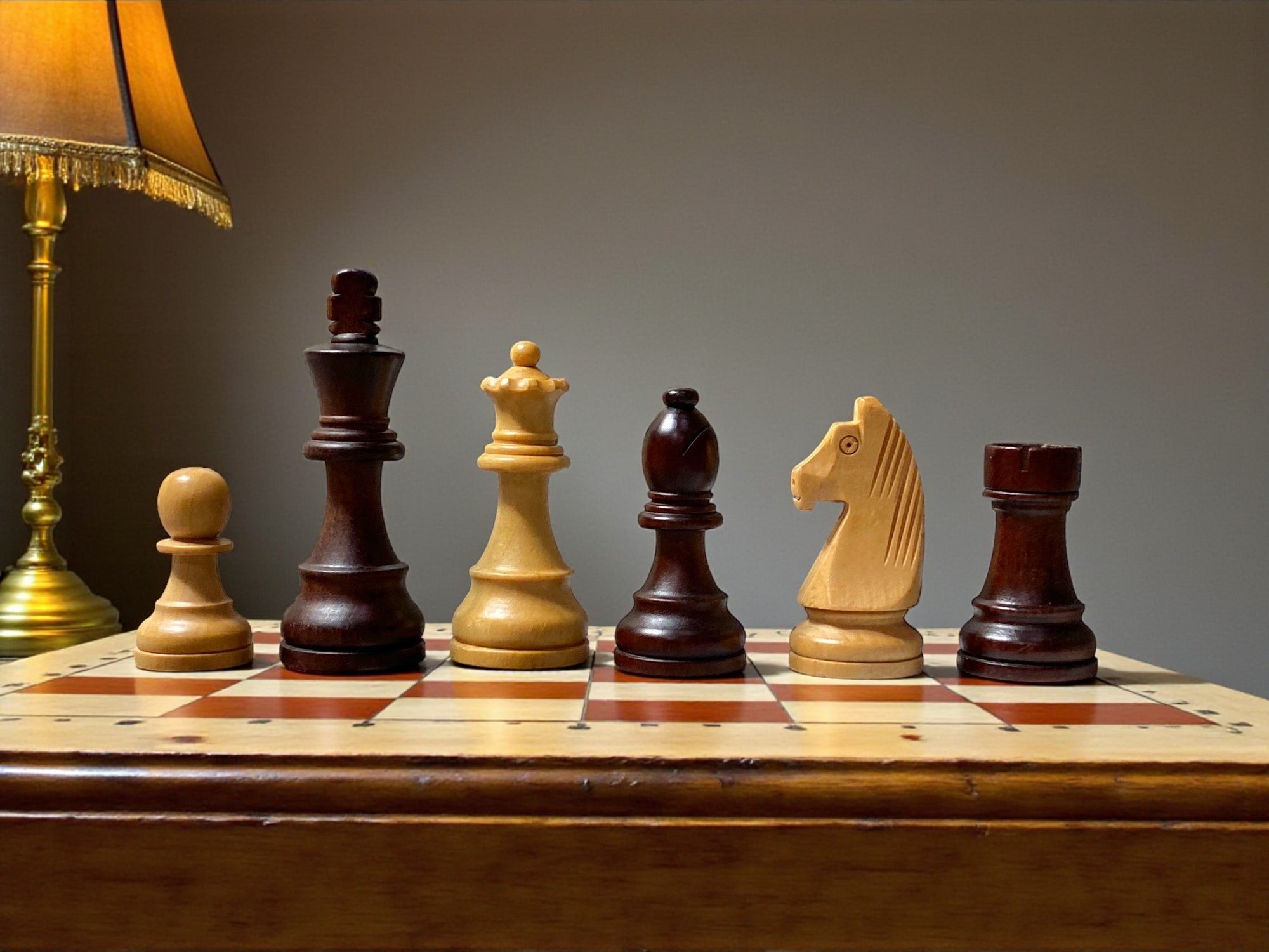 3.9 Inch - Grandmaster Chess Pieces – Brown and Natural Wood