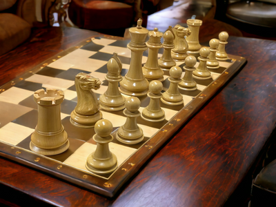 Original Staunton 1849 Reproduction Chess Pieces & Solid Ebony Acacia Chess Board - Official Staunton™ 