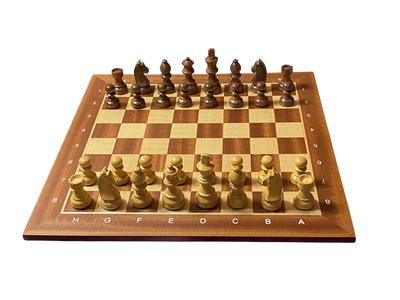 15.75" Acacia Classic Agebraic Mahogany Chess Set & Slide Lid Box