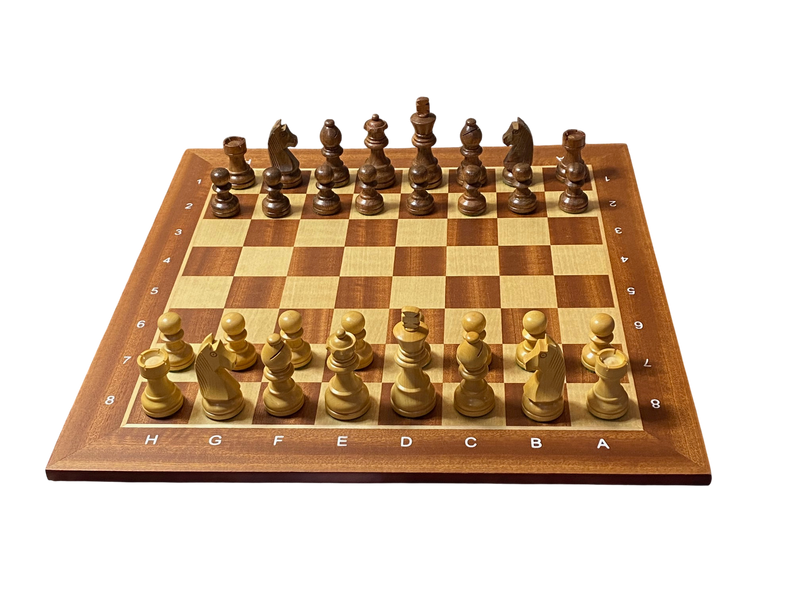 15.75" Acacia Classic Agebraic Mahogany Chess Set & Slide Lid Box