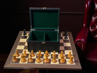 3.5" Antique Harrwitz Pieces, 20" Wenge Deluxe Board, Vinyl Box