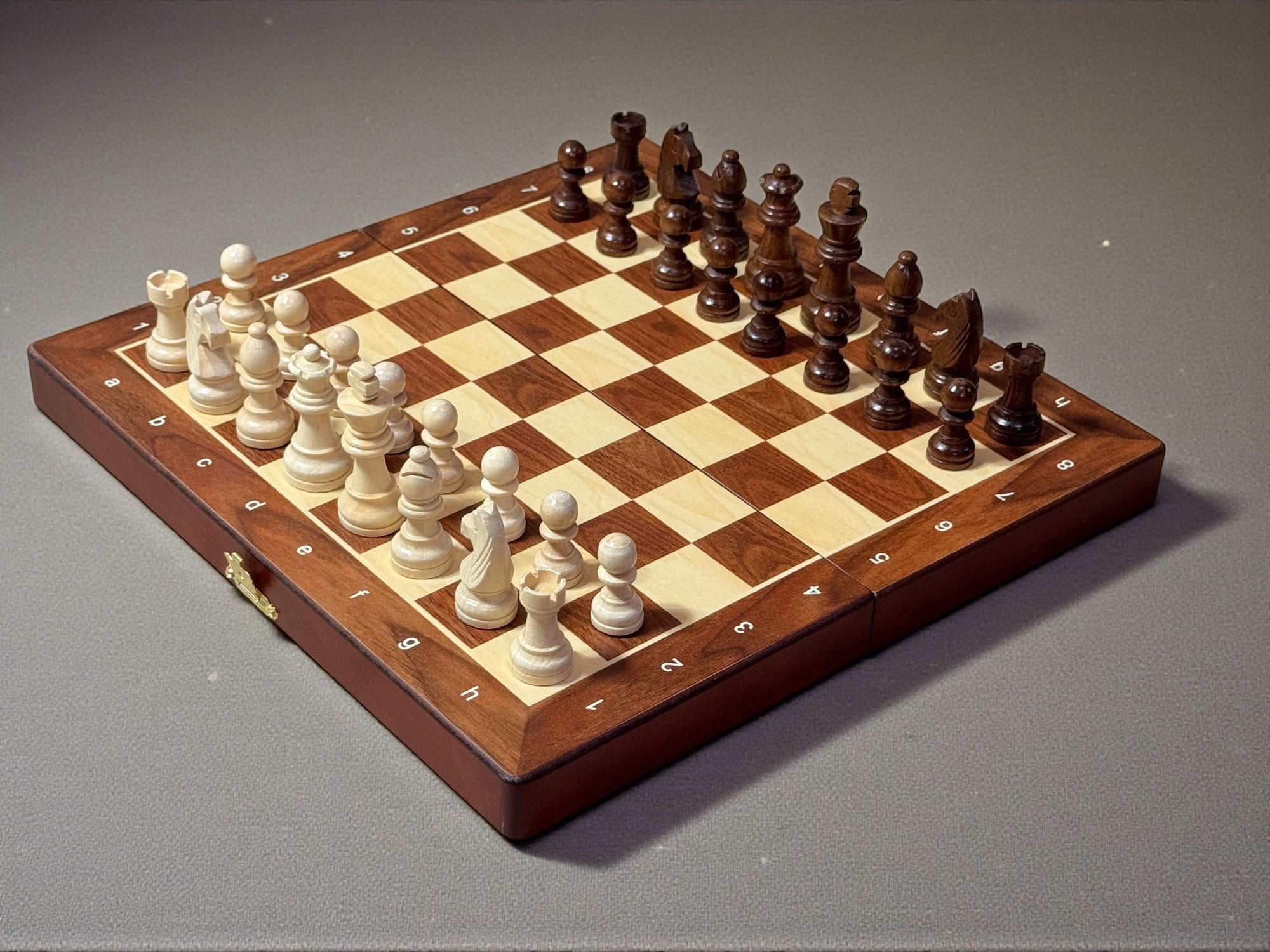 12" Economy Folding Mahogany Magnetic Chess Set