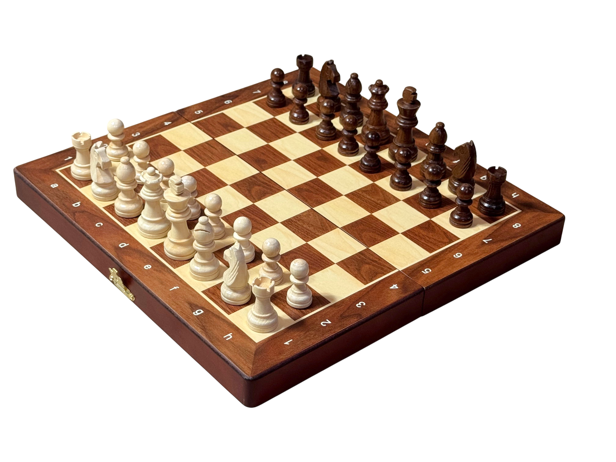 12" Economy Folding Mahogany Magnetic Chess Set