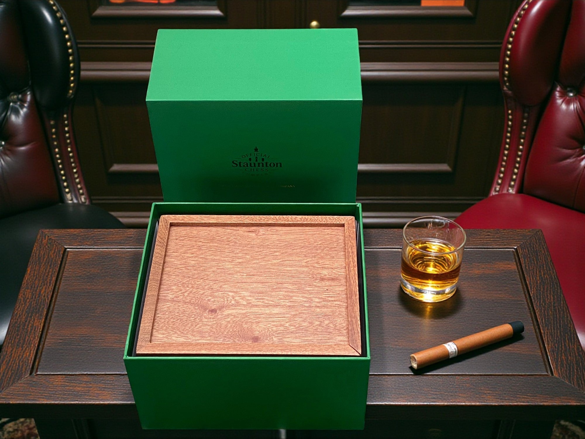 Solid Mahogany Wood Slide Lid Chess Box