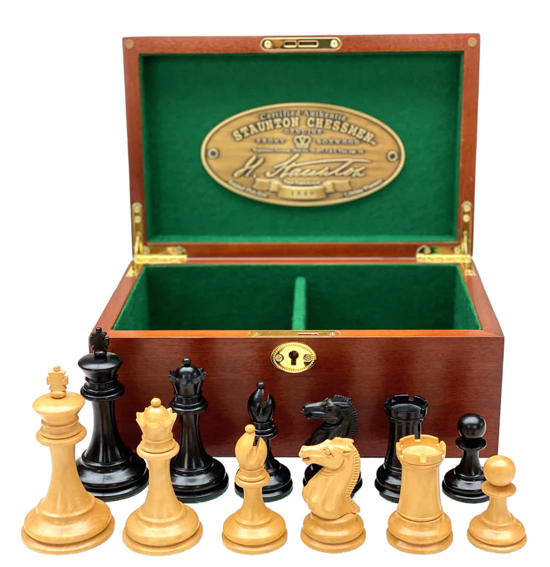 1849 Staunton "Slim Jim"Ebony Chess Pieces & Mahogany Box - Official Staunton™ 
