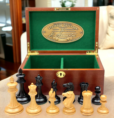 1849 Staunton "Slim Jim"Ebony Chess Pieces & Mahogany Box - Official Staunton™ 