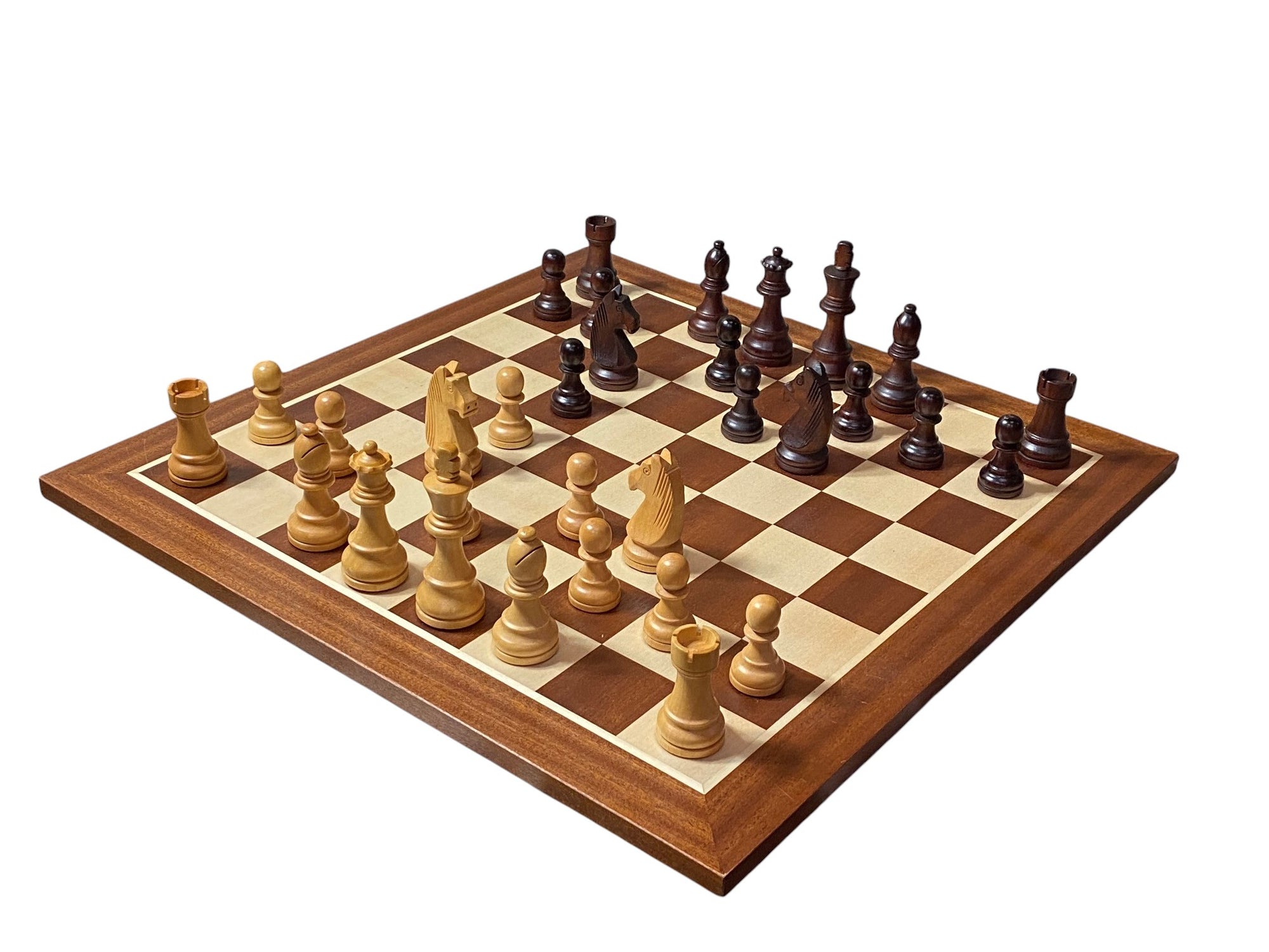 3.9 Inch Grandmaster Brown Mahogany Chess Set & Slide Ld Box
