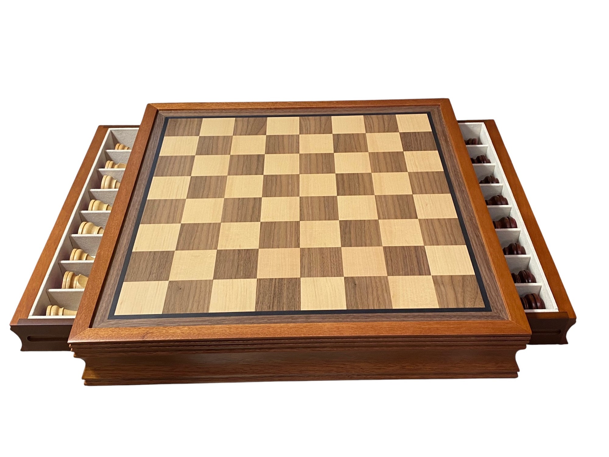 Grandmaster Brown Walnut Mahogany Drawer Chess Set