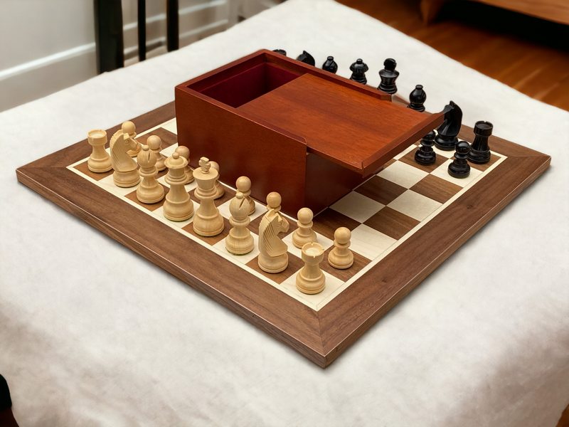 15:75 Inch Walnut Black Classic Wooden Chess Set & Box - Official Staunton™ 