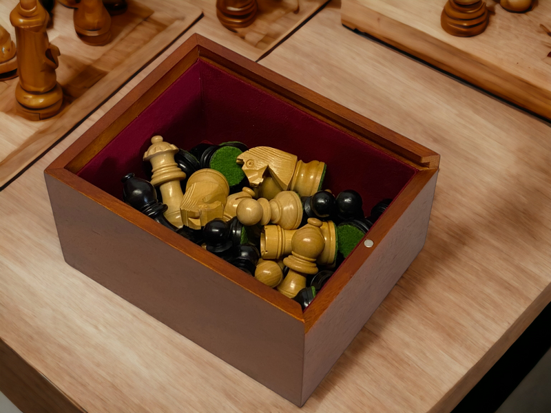 15.75” Classic Ebonised Mahogany Chess Set & Box