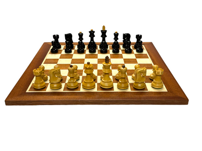 3" Russian Zagreb Ebonised Chess Pieces 15.75" Mahogany Board & Box - Official Staunton™ 