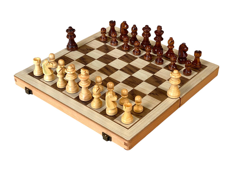 12 Inch Entry Level Maple Acacia Folding Chess Set