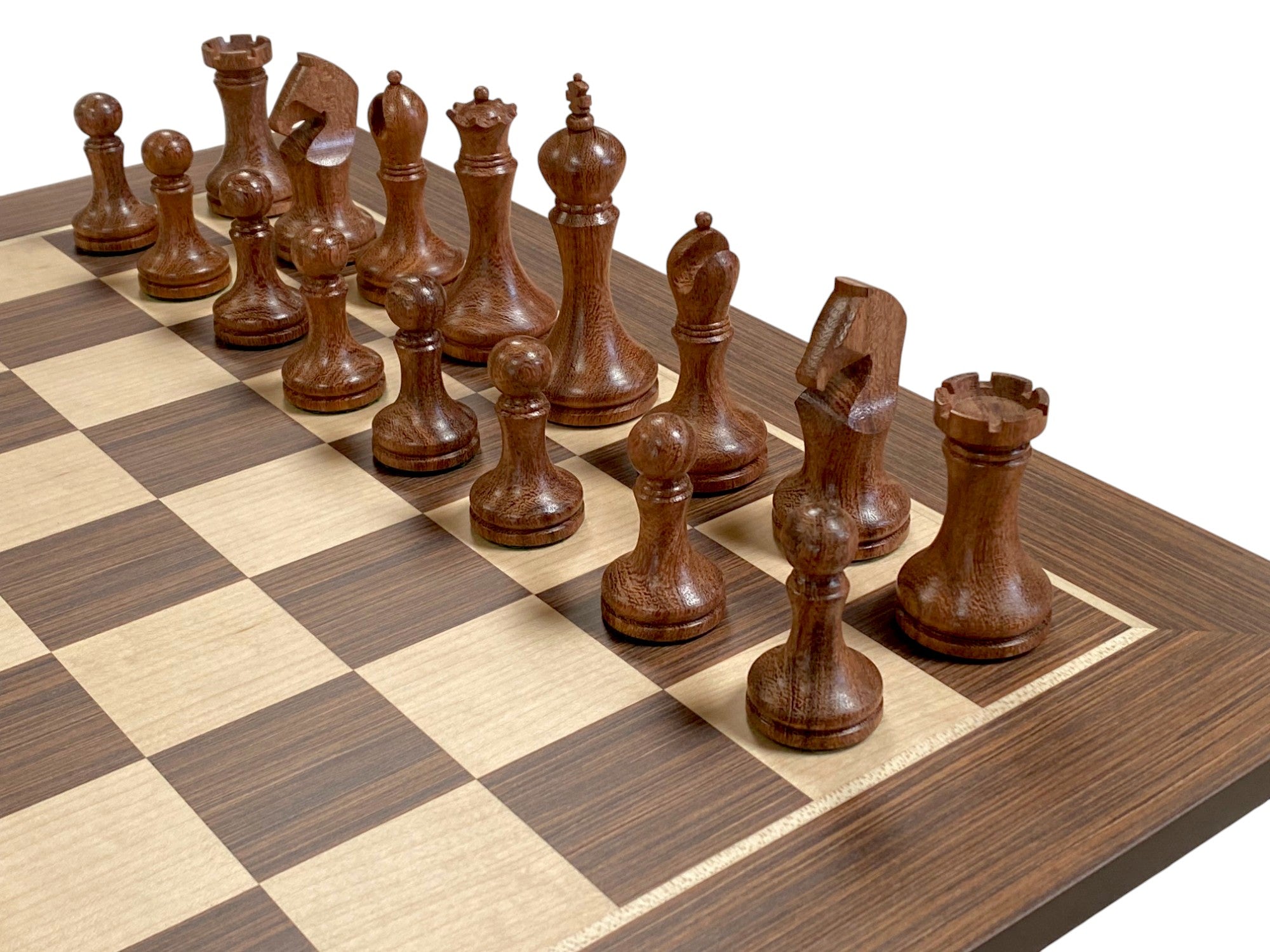 Zadar Modern Chess Set – 3.9" Acacia Pieces with 20" Wenge Board & Vinyl Box