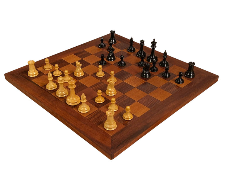 Leuchars Cooke 1849 Reproduction Chess Set with Antiqued 21-Inch Chessboard - Slide Lid Box