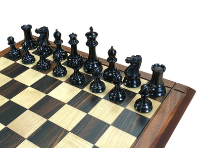 1849 Antique Ebony Staunton Chess Set with 21-Inch Ebony Golden Rosewood Board and Vinyl Box