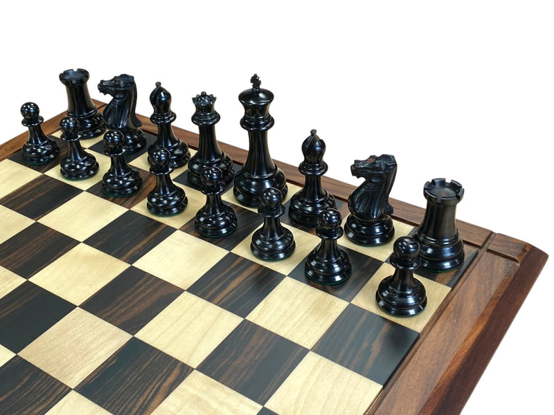 1849 Antique Ebony Staunton Chess Set with 21-Inch Ebony Golden Rosewood Board and Vinyl Box