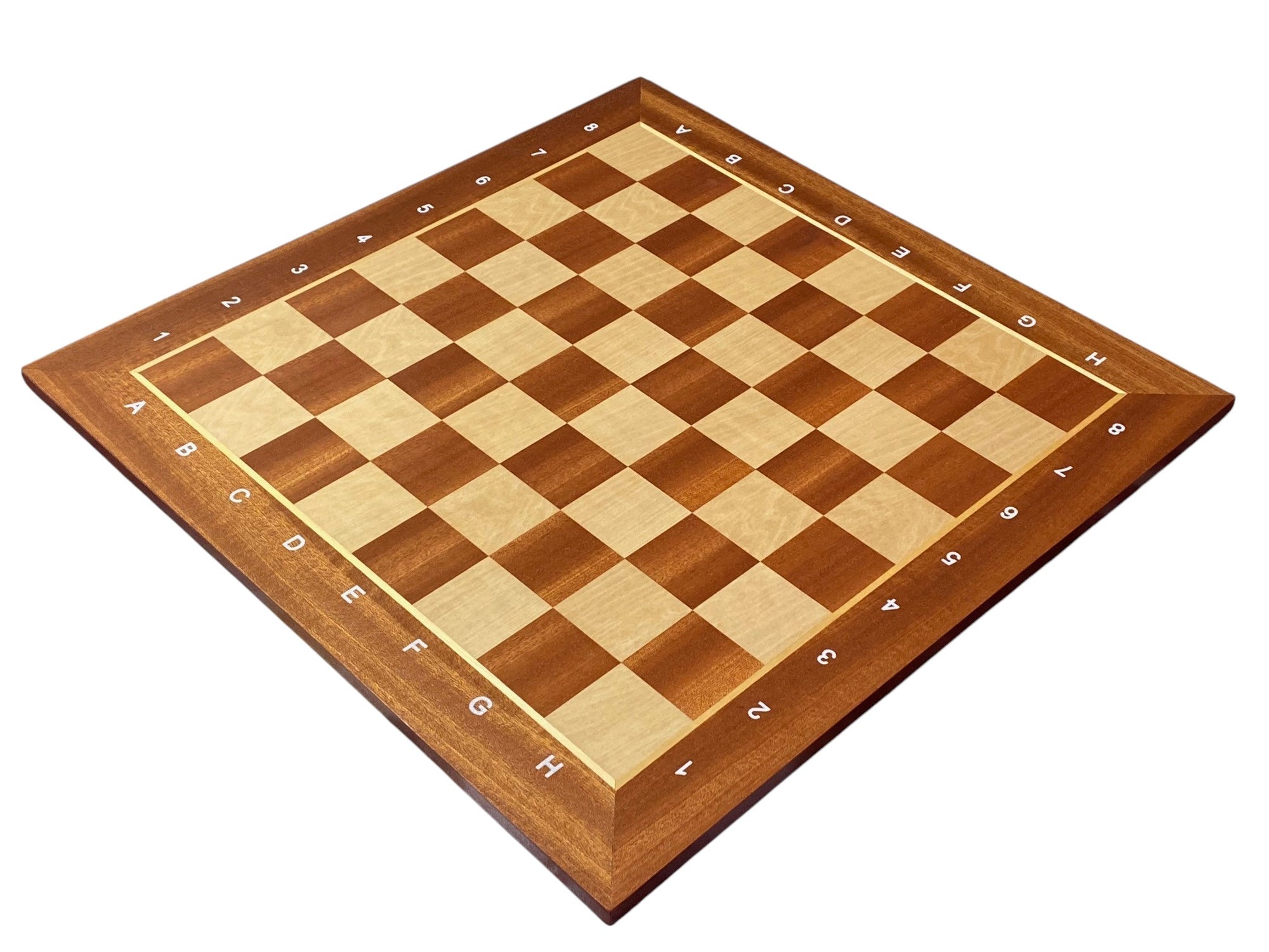 Economy Grandmaster Black Chessmen-  Algebraic Mahogany Chess Board