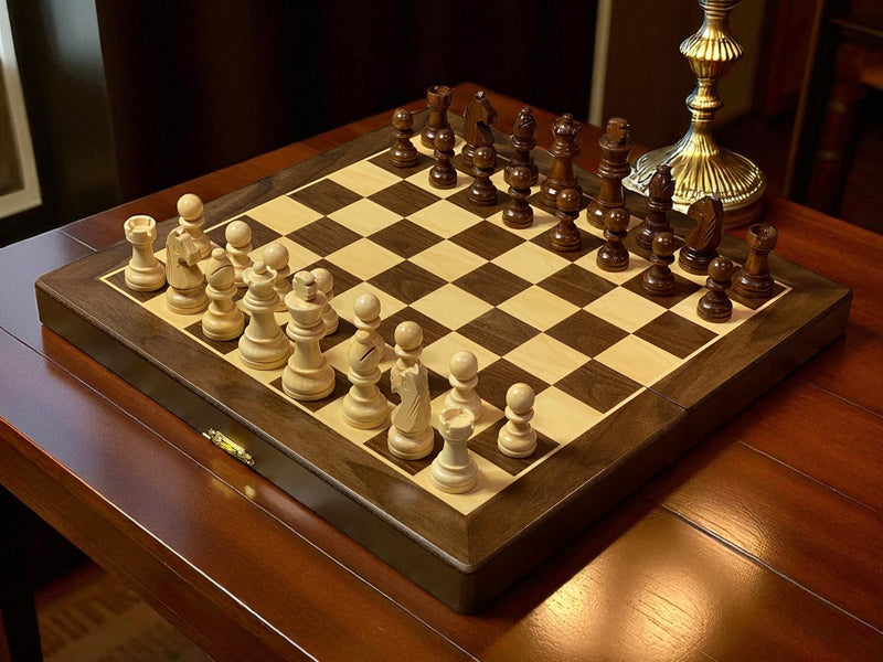 12-Inch Economy Folding Magnetic Walnut-Style Chess Set