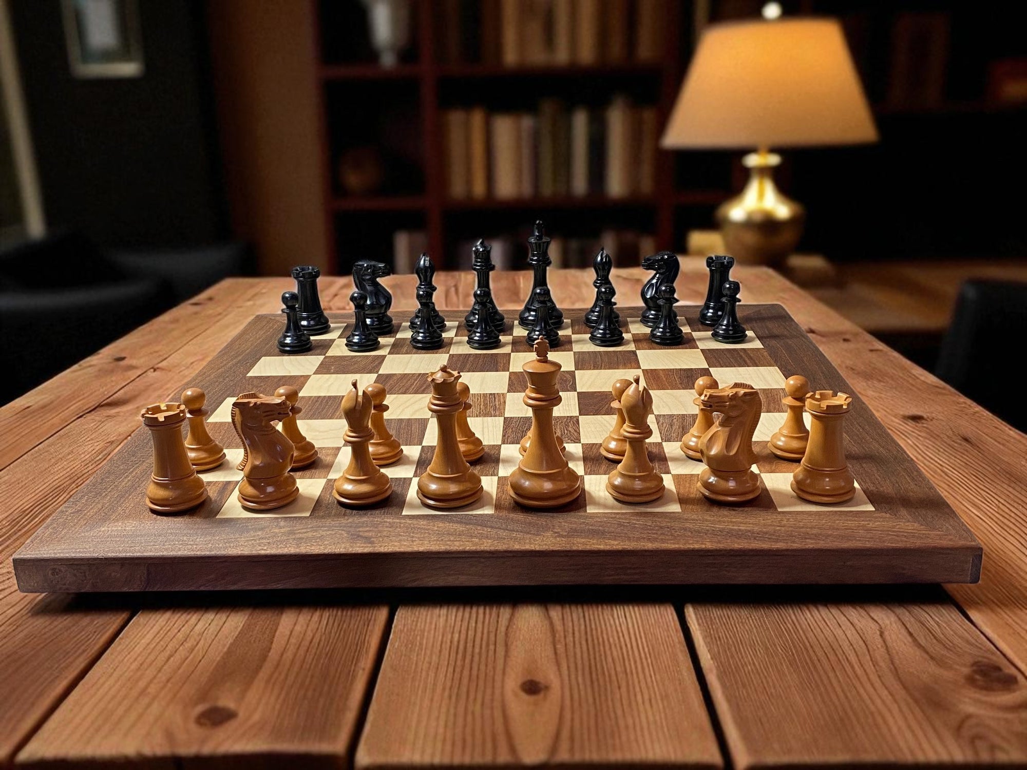 Staunton Antique Collector Chess Set with Solid Wood 21-Inch Board & Vinyl Box