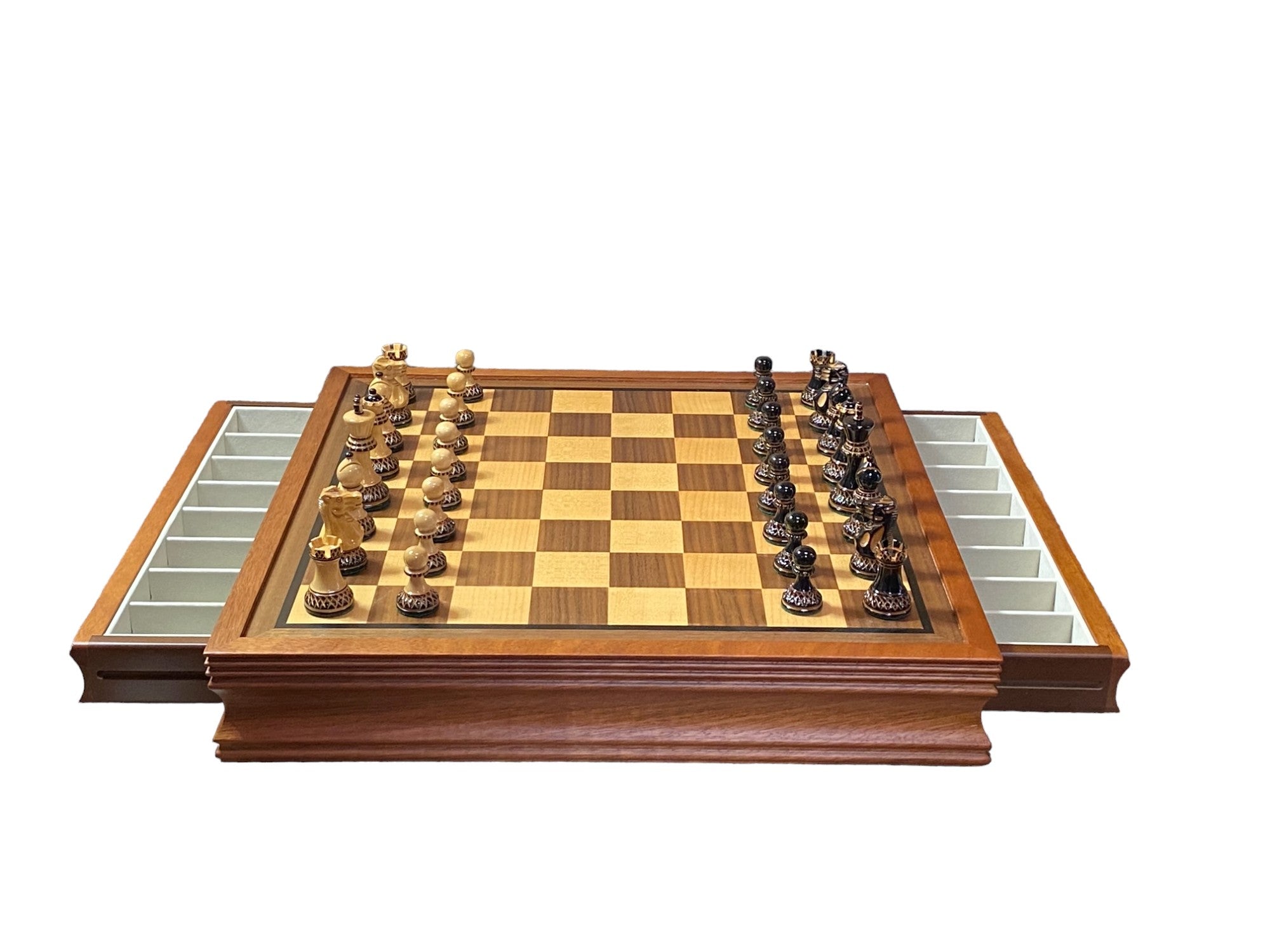 Parker Mahogany Drawer Chess Set - Official Staunton™ 