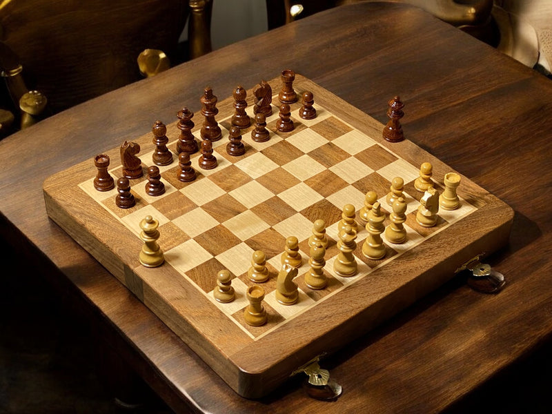 10 Inch Folding Magnetic Chess Set with Brass Clasp - Official Staunton™ 