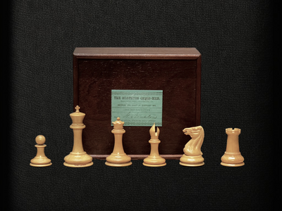 1850 London Boxwood and Ebony 3.5 Inch Replica Chessmen - Official Staunton™ 