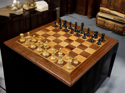 1862 Staunton Chessmen, Mahogany Antique Style Board and Hinged Box