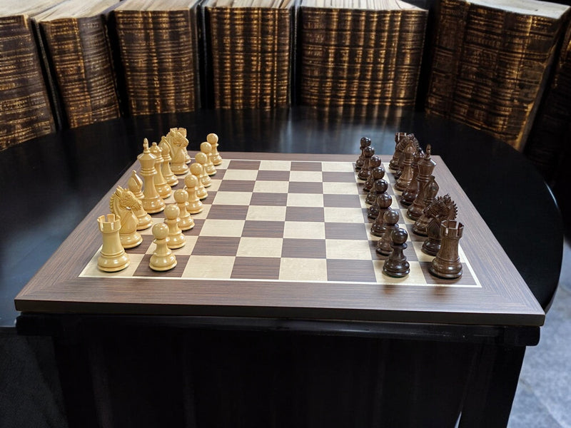 Kings Knight Bridle Acacia Chessmen & Wenge Chessboard