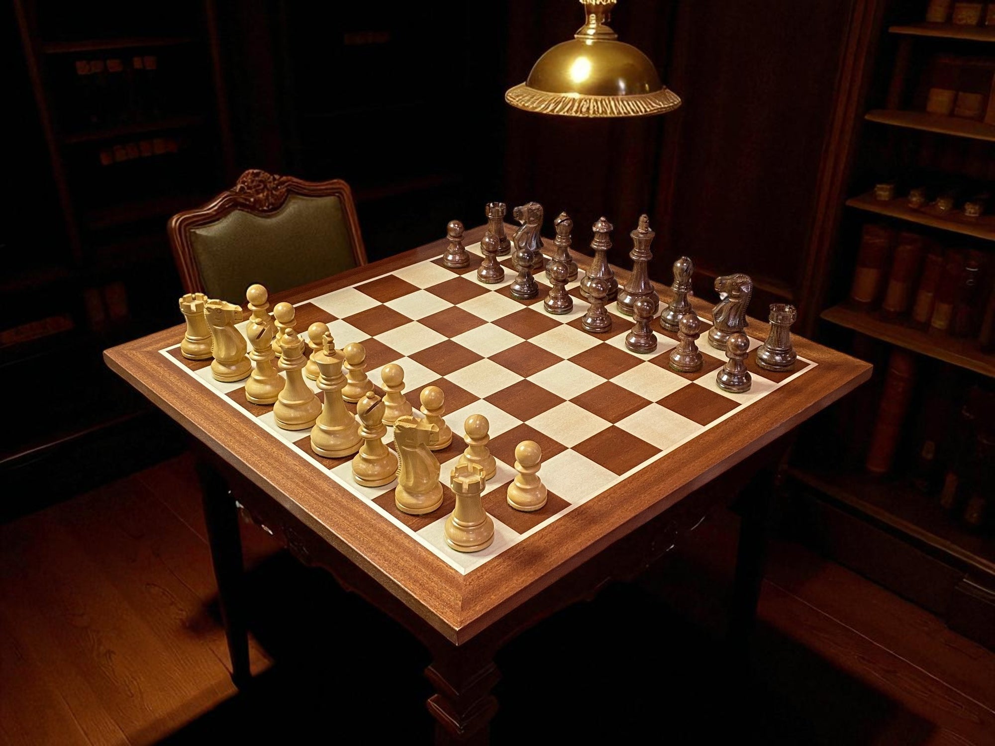 Mahogany Acacia Deluxe Staunton Chess Set
