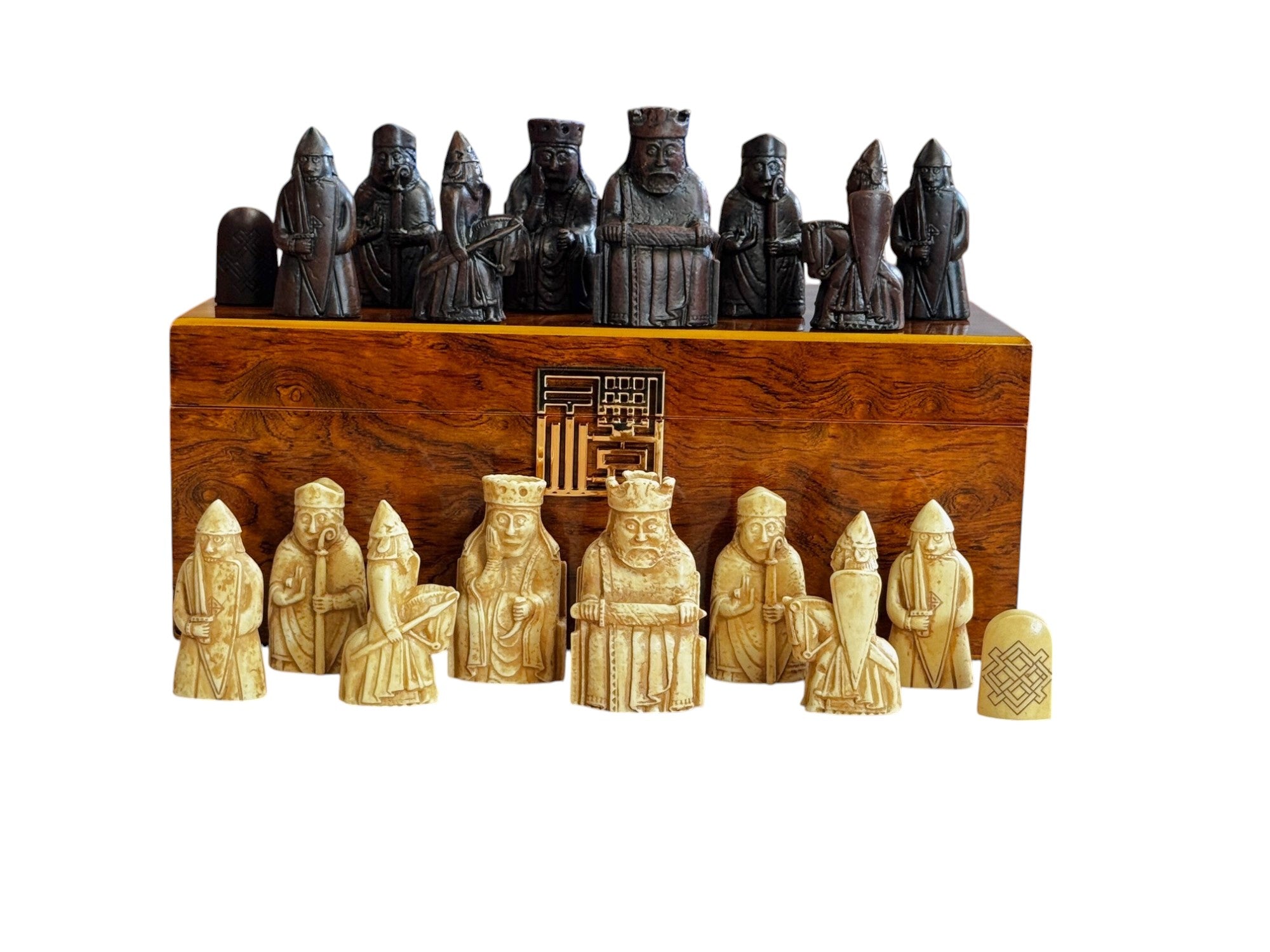 Isle of Lewis Chess Set with Deluxe Walnut Burlroot Storage Box